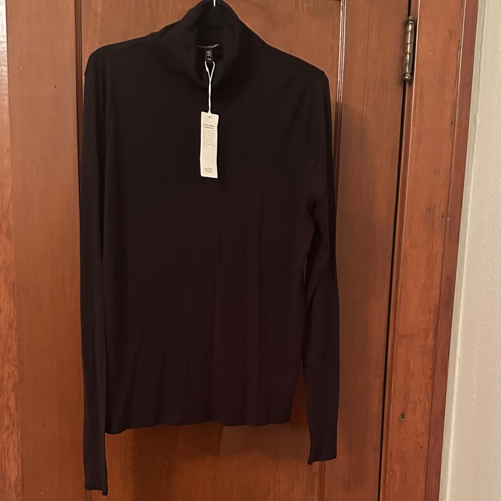Black Eileen Fisher cotton turtleneck